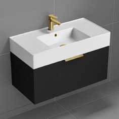 Floating Bathroom Vanity - 32 inch, Modern, Matte Black